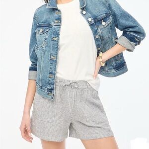 NEW! J. CREW Factory Linen Blend Striped Drawstring Shorts Grey/Wh. 3X GORGEOUS